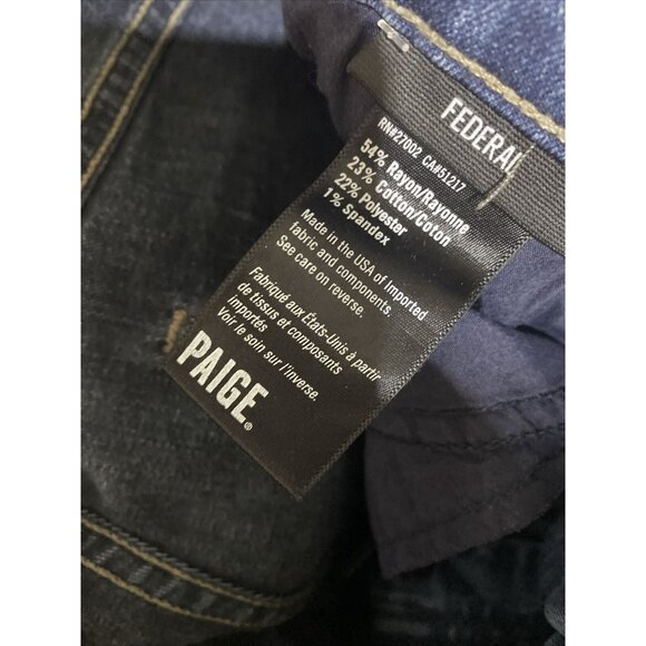 Paige Federal Jeans Men's 31 X 29 Blue Denim Straight Regular Fit Stretch - Picture 7 of 7